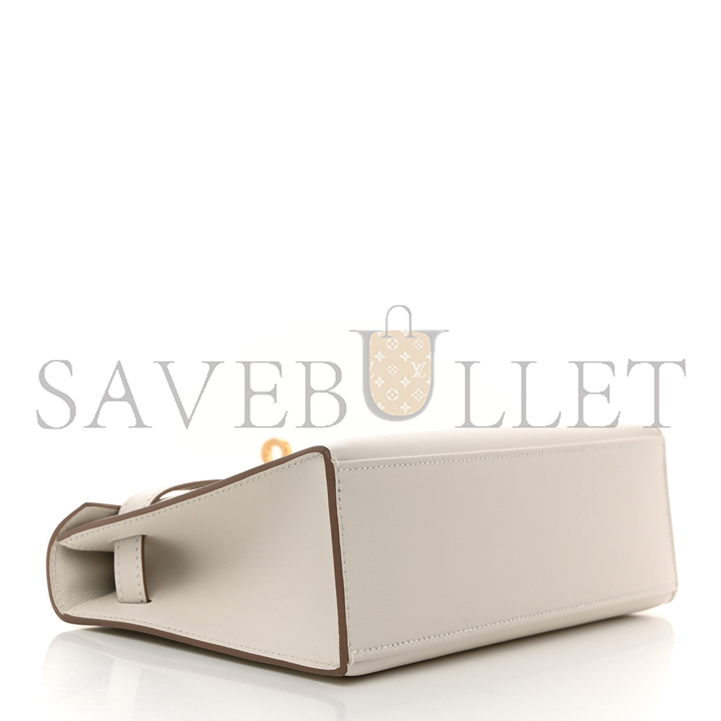 H**mes master swift kelly pochette clutch milkshake white gold buckle(22*14*7cm)